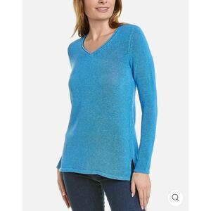 J McLaughlin Callum Blue Havana Yarn Open Knit Sweater V Neck S NWOT Coastal